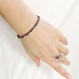 Men's Women 4mm Amethyst Faceted Gold Pyrite Bracelet 925 Sterling Silver Beads Clasp SMALL BEADS DiyNotion Handmade BR1088