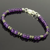 Men's Women 4mm Amethyst Faceted Gold Pyrite Bracelet 925 Sterling Silver Beads Clasp SMALL BEADS DiyNotion Handmade BR1088
