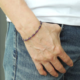 Men's Women 4mm Amethyst Faceted Gold Pyrite Bracelet 925 Sterling Silver Beads Clasp SMALL BEADS DiyNotion Handmade BR1088