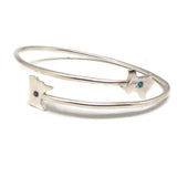 Silver Texas to Minnesota 2 States Bracelet Bangle with Birthstones