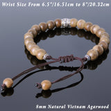 Men's Women Natural Agarwood Adjustable Bracelet 925 Sterling Silver OM Buddhism Charm DiyNotion BR646