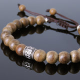 Men's Women Natural Agarwood Adjustable Bracelet 925 Sterling Silver OM Buddhism Charm DiyNotion BR646