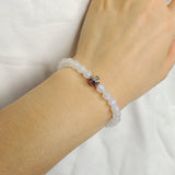 Men's Women Gemstone Strong Flash Moonstone Bracelet 925 Sterling Silver Cross Bead DiyNotion BR1042
