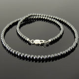 Men's Women 4mm Hematite Necklace 925 Sterling Silver Clasp DiyNotion Handmade NK180