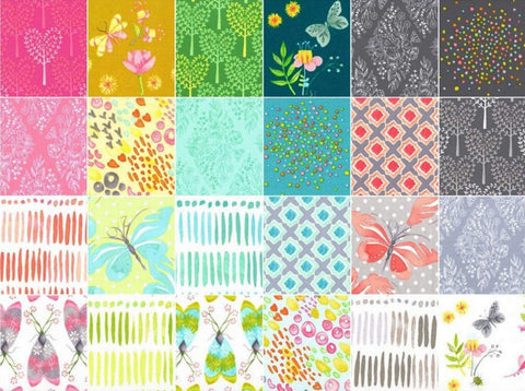 SALE Nature Walk 10" Squares/Layer Cake by Tamara Kate for Michael Miller -42, 10 Inch Precut Fabric Squares-Butterfly Prints Fabric