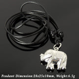 Men's Women Adjustable Necklace 925 Sterling Silver Protection Elephant Pendant with Wax Rope DiyNotion NK182