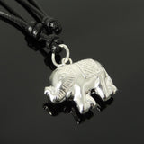 Men's Women Adjustable Necklace 925 Sterling Silver Protection Elephant Pendant with Wax Rope DiyNotion NK182