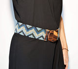 Woven Elastic Belt Beaded Belt Women's Belt Wooden Buckle Belt Elastic Belt Handmade Beaded Belt Gift For Her Cintura Elastica