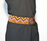 Elastic Belt Woven Beaded Belt Women's Belt Wooden Buckle Belt Elastic Belt Handmade Beaded Belt Gift For Her Cintura Elastica di Perline