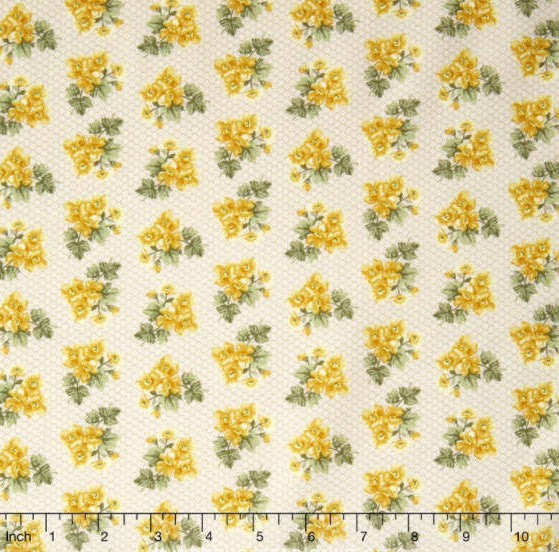 Bandana Florals - Ashley Yellow Yardage by Dover Hill for Benartex - Sold by Half Yard