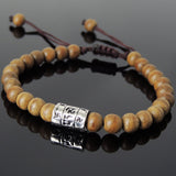 Men's Women Agarwood Adjustable Braided Bracelet 925 Sterling Silver OM Buddhism Bead DiyNotion BR835
