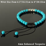 Men's Women Enhanced Turquoise Adjustable Braided Bracelet 925 Sterling Silver Dragon Charm DiyNotion BR792