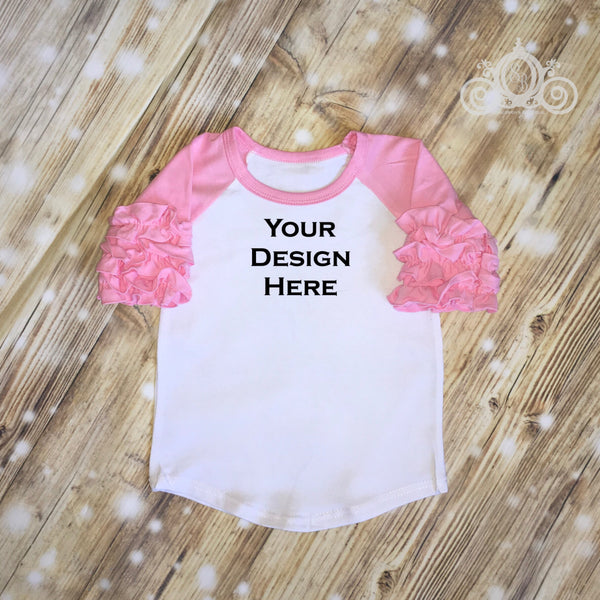 Light Pink Custom Icing Ruffle Raglan Personalized Shirt Girl Baby Shower Gift Toddler Shirt
