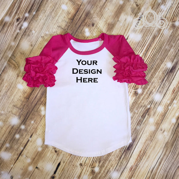 Hot Pink Custom Icing Ruffle Raglan Personalized Shirt Girl Baby Shower Gift Toddler Shirt