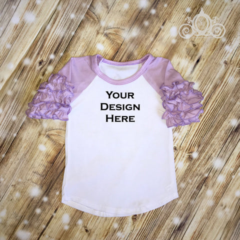 Lavender Lilac Custom Icing Ruffle Raglan Personalized Shirt Girl Baby Shower Gift Toddler Shirt