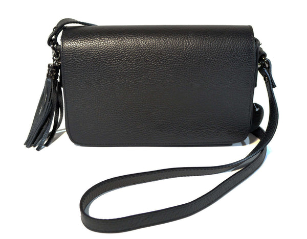 Leather Bag Cross Body Bag Womens Leather Shoulder Bag Cross Body Purse Clutch Bag Black Italian Leather Bag Mother's Gift Borsa di Pelle