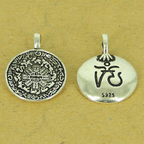 1 PCS 925 Stamp Sterling Silver OM Pendant DIY Jewelry Making WSP521 Wholesale: See Discount Coupons in Item Details