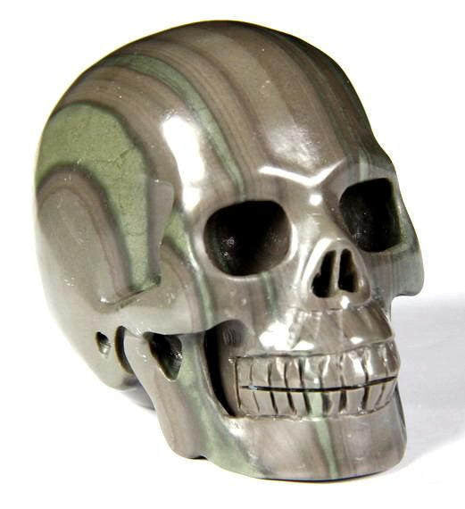 RIBBON JASPER 2.0"Carved Crystal Skull - Realistic - Crystal Healing