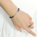 Men's Women 4mm Lapis Lazuli Bracelet 925 Sterling Silver Beads Clasp SMALL BEADS DiyNotion Handmade BR1092