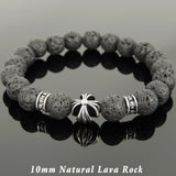 Men's Women Natural Lava Rock Bracelet 925 Sterling Silver Cross Bead & Spacers DiyNotion BR1093