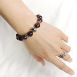Men's Women Red Tiger Eye Bracelet 925 Sterling Silver Cross Bead & Spacers DiyNotion Handmade BR1096