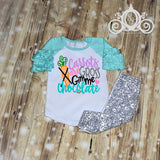 Carrots are Gross Give Me Chocolate Easter Custom Ruffle Raglan Personalized Shirt Girl Baby Toddler Shirt