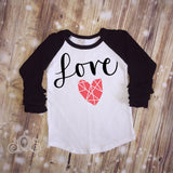 Heart Love Valentine Custom Ruffle Raglan Personalized Shirt Girl Baby Toddler Shirt