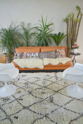 BENI OURAIN  Vintage Moroccan Rug. Wool Beni Ourain Carpet. Modern Design.