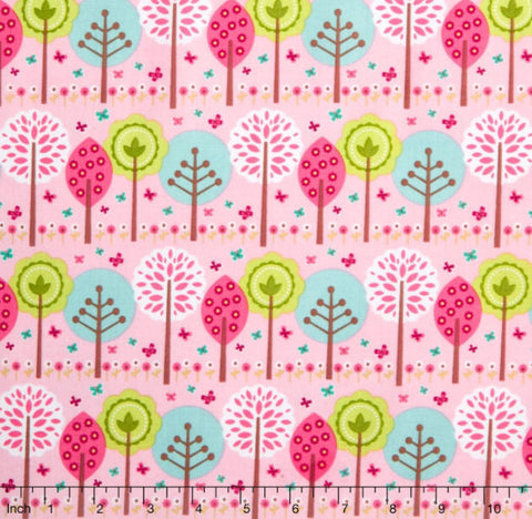 Summer Song 2 - Trees Pink Yardage by Zoe Pearn for Riley Blake - Sold by Half Yard