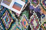 BOUCHEROUITEL. Vintage Moroccan Rug. Wool Boucherouite Carpet. Modern Design.