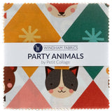 SALE Party Animals Charm Pack by Petitcollage for Windham Fabrics - 42, 5 inch Precut Fabric Squares