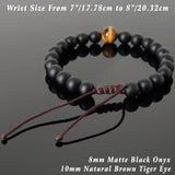 Men's Women Matte Black Onyx Brown Tiger Eye Adjustable Braided Bracelet DiyNotion Handmade BR1048