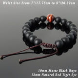Men's Women Matte Black Onyx Red Tiger Eye Adjustable Braided Bracelet DiyNotion Handmade BR1049