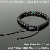 Men's Women Matte Black Onyx Malachite Adjustable Braided Bracelet DiyNotion Handmade BR1052