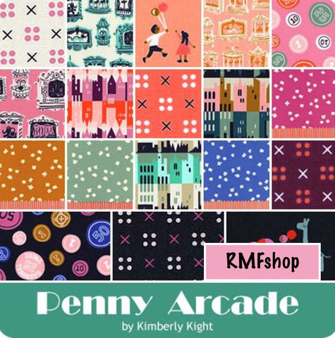 Cotton + Steel Penny Arcade Charm Pack by Kimberly Kight for RJR Fabrics - 42, 5 inches of Precut Fabric Squares