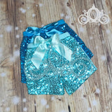 Girls Turquoise | Aqua | Light Blue Sequin Shorts