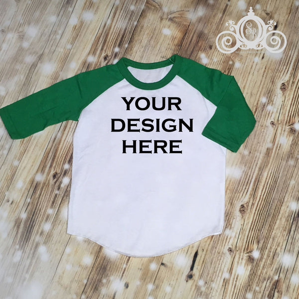 Green Custom Unisex Raglan Personalized Shirt Girl Boy Baby Shower Gift Toddler Shirt