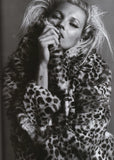 Kate Moss Super Model Blonde Sexy Poster, Leopard Coat Art B&W Print, Artwork, Home Deco, Art Print, Fashion Icon, Art Size 13x20" 24x36"