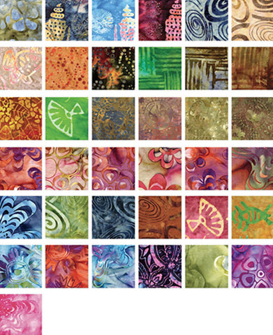 SUPER DEAL Basically Batik Charm Pack by Benartex Studio - 40, 5 inches X 5 inches Precut Fabric Squares