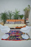 Boucherouite. Vintage Moroccan Rug. Wool Boucherouite Carpet. Modern Design.