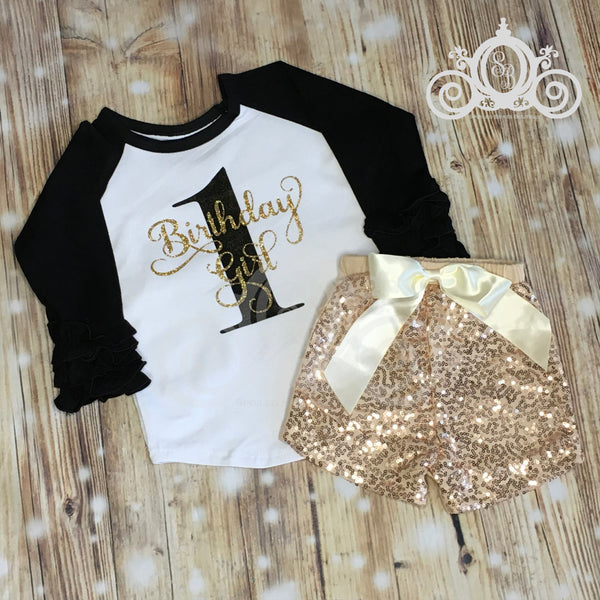 Birthday Girl w Number Ruffle Raglan Tshirt Personalized Ruffle Raglan Shirt Girl Birthday Gift Toddler Shirt