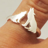 Silver Mother and Child Wolf Ring