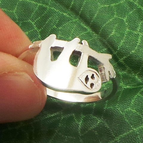 925 Sterling Silver Sloth Ring