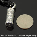 Men's Women Adjustable Necklace 925 Sterling Silver Buddha Protection Prayer Pendant with Wax Rope DiyNotion NK185