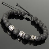 Men's Women Lava Rock Adjustable Braided Bracelet Tibetan Silver OM Buddhism Beads DiyNotion T340