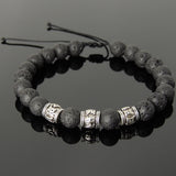 Men's Women Lava Rock Adjustable Braided Bracelet Tibetan Silver OM Buddhism Beads DiyNotion T340