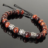 Men's Women Red Tiger Eye Adjustable Braided Bracelet Tibetan Silver OM Buddhism Beads DiyNotion T342