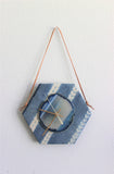 8" Textile Mudcloth Blue Agate Wall Clock