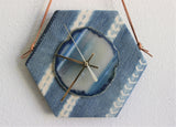 8" Textile Mudcloth Blue Agate Wall Clock