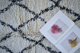 BENI OURAIN. 8'2"x6'4""Vintage Moroccan Rug. Wool Beni Ourain Carpet. Modern Design.